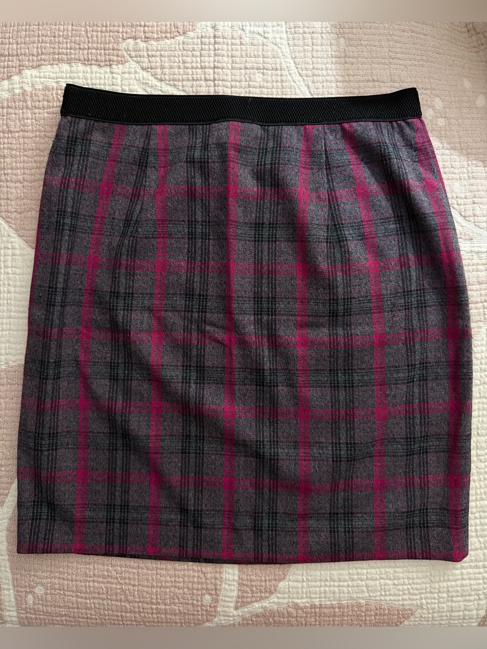JACOB GREY/RED/BLACK PLAID SKIRT STRETCHY WAISTBAND - Picture 2 of 10